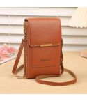 Touch Screen Crossbody Mobile Phone Bag Multifunctional Zipper Coin Purse(Brown)