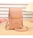 Touch Screen Crossbody Mobile Phone Bag Multifunctional Zipper Coin Purse(Light Pink)