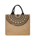 Nation Style Printing Handbag Simple Large Capacity Linen Tote Bag(Semicircle)