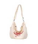 Large Capacity Canvas Bag Women Tote Printed Letter Casual Simple Shoulder Bag(White)