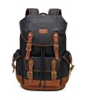 Retro Canvas Backpack Large Capacity Travel Computer Bag(Black)