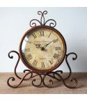 Iron Mute Clock Retro Living Room Decoration Clock(Brown)