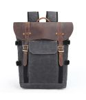 Vintage Camera Bag Waterproof  Canvas Backpack with Laptop Compartment Tripod Holder(Dark Gray)