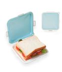 Sandwich Bread Fresh-keeping Storage Box Silicone Portable Take-out Lunch Box(Blue)