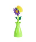 Flower Shaped Long Handle Pot Brush Kitchen Dishes Brush Sink Stove Cleaning Tool(Green)