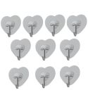 10pcs Transparent Self Adhesive Heart-shaped Hooks Door Wall Multi-Function Key Storage Hanger
