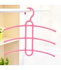 3-layer Non-slip Clothes Rack Fishbone Multifunctional Storage Clothes Hanger(Pink)
