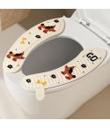 1pair Adhesive Waterproof Four-Season Universal Toilet Mat(Cheese Puppy)