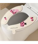 1pair Adhesive Waterproof Four-Season Universal Toilet Mat(Jumping Pink Rabbit)