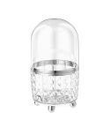 Cosmetic Organizer Large Capacity Rotatable Desktop Dustproof Storage Box(Transparent Silver)