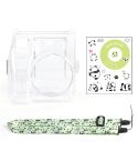 For Fujifilm instax mini SE Photo Bag Crystal Case Shoulder Strap Rope Sticker Set(Green Panda)