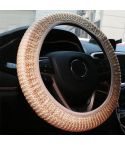 Universal Car Steering Wheel Ice Silk Non-slip Breathable Protective Cover(Beige Coffee)
