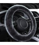 38cm Car Steering Wheel Winter Warm Short Plush Cover(O-type Gray)