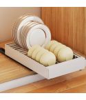 Pull-out Drainable Bowl Dish Storage Rack Cabinet Organizer Slide-out Drawer(White)