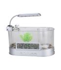 1.8L LED Light Desktop Water Flow Mini Fish Tank Home Turtle Tank Self-Circulating Aquarium(White)