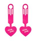 2pcs PVC Fluorescent Love Luggage Tag Baggage Tag Boarding Pass Checked Suitcase Anti-Lost Luggage Label(Pink)