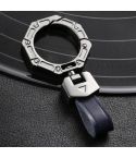 Hallmo Business Zinc Alloy Top-Layer Cowhide Key Chain Car Key Anti-Lost Pendant(Blue)