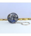 Metal Wheel Hub Brake Integrated Keychain(Black Blue)