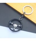 Car Steering Wheel Keychain Removable Key Pendant(Silver)