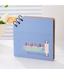DIY Wooden Square Memorial Album Kids Growth Photo Album Cartoon Photo Book(Forever Love)