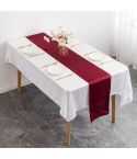 29x275cm Hotel Wedding Tablecloth Decorative Polyester Sateen Coffee Table Runner Sateen Desk Flag(Wine Red)