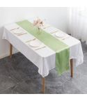 29x275cm Hotel Wedding Tablecloth Decorative Polyester Sateen Coffee Table Runner Sateen Desk Flag(Grass Green)