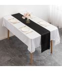29x275cm Hotel Wedding Tablecloth Decorative Polyester Sateen Coffee Table Runner Sateen Desk Flag(Black)