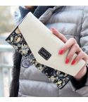 Long Leather Floral Pattern Wallets Coin Purses Money Bag for Women(Black)