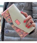 Long Leather Floral Pattern Wallets Coin Purses Money Bag for Women(Pink)