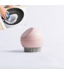 Spherical Stand Pot Brush Kitchen Silicone Cleaning Brush Household Decontamination Brush(Cherry Pink)