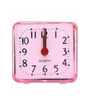 Square Alarm Clock Transparent Case Compact Digital Mini Bedroom Bedside Office Electronic Clock(Pink)