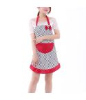 Home Kitchen Cooking Simple Bow Lace Apron(Black)