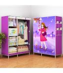 Non-woven Fabric Frame Reinforcement Wardrobe DIY Assembly Storage Organizer Detachable Clothing Furniture Shelf(Girl)