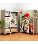 Non-woven Fabric Frame Reinforcement Wardrobe DIY Assembly Storage Organizer Detachable Clothing Furniture Shelf(Triumphal Arch)