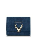 Fashionable Frosted Fawn Short Style Women Bag Multi-card Pocket Purse(Dark Blue)