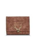 Fashionable Frosted Fawn Short Style Women Bag Multi-card Pocket Purse(Brown)