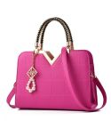 Summer Female Phone Pocket Zipper Handbags Flap Leather Shoulder Crossbody Bags(Rose Red)