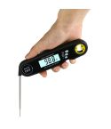 Foldable Probe Waterproof Food Thermometer Kitchen Barbecue Fast Temperature Measurement Digital Display Electronic Thermometer(Black)