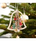 3D Christmas Wooden Pendant Christmas Tree Ornament DIY Santa Xmas Tree Decoration(Bell)