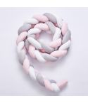 2M  Pure Color Weaving Knot for Infant Room Decor Crib Protector Newborn Baby Bed Bumper Bedding Accessories(White Grey Pink)