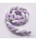 2M  Pure Color Weaving Knot for Infant Room Decor Crib Protector Newborn Baby Bed Bumper Bedding Accessories(White Grey Purple)
