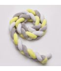 2M  Pure Color Weaving Knot for Infant Room Decor Crib Protector Newborn Baby Bed Bumper Bedding Accessories(White Grey Yellow)