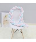 2M  Pure Color Weaving Knot for Infant Room Decor Crib Protector Newborn Baby Bed Bumper Bedding Accessories(White Pink Blue)