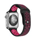 For Apple Watch Ultra 49mm&Watch Ultra 2 49mm / Series 10 46mm / 9&8&7 45mm / SE 3&SE 2&6&SE&5&4 44mm / 3&2&1 42mm Fashionable Classical Silicone Sport Watch Band (Black Rose Red)