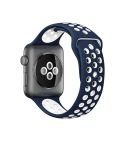 For Apple Watch Ultra 49mm&Watch Ultra 2 49mm / Series 10 46mm / 9&8&7 45mm / SE 3&SE 2&6&SE&5&4 44mm / 3&2&1 42mm Fashionable Classical Silicone Sport Watch Band(Dark Blue White)