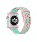 For Apple Watch Ultra 49mm&Watch Ultra 2 49mm / Series 10 46mm / 9&8&7 45mm / SE 3&SE 2&6&SE&5&4 44mm / 3&2&1 42mm Fashionable Classical Silicone Sport Watch Band(Pink Green)