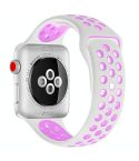 For Apple Watch Ultra 49mm&Watch Ultra 2 49mm / Series 10 46mm / 9&8&7 45mm / SE 3&SE 2&6&SE&5&4 44mm / 3&2&1 42mm Fashionable Classical Silicone Sport Watch Band(White Purple)