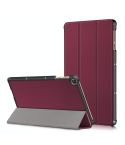 Custer Painted 3-folding Holder Tablet PC Leather Case For Honor Pad 7 10.1inch/X8/X8 Lite(Wine Red)
