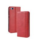 Magnetic Buckle Retro Texture Horizontal Flip Leather Case for Xiaomi Redmi Go, with Holder & Card Slots & Wallet (Red)