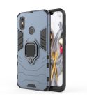 PC + TPU Shockproof Protective Case with Magnetic Ring Holder for Xiaomi Mi 8(Navy Blue)